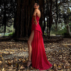 Strapless Asymmetric Maxi Dress