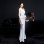 Sequined Dress with One-Shoulder Cut