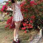 Floral Plaid Dress with Flutter Sleeves