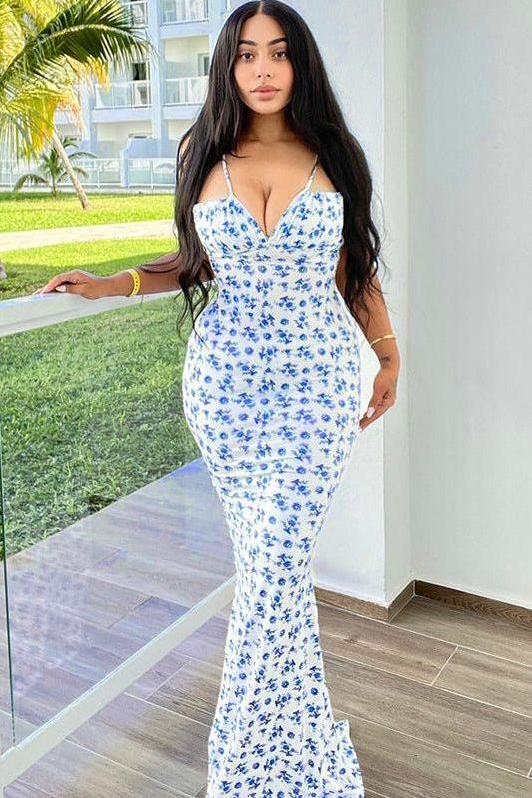 Floral Swing Maxi Dress with Cami Straps