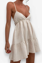 V-Neck Vintage-Inspired Dress with Pleats
