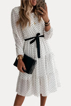 Polka-Dot Midi Dress in White