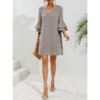 V-Neck Flared Dress with Short Length