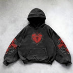 Gothic Relaxed-Fit Hoodie with Polyester Fabric