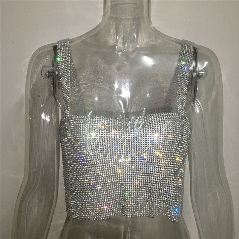 Rhinestone-Detail Cami Top with Sequins
