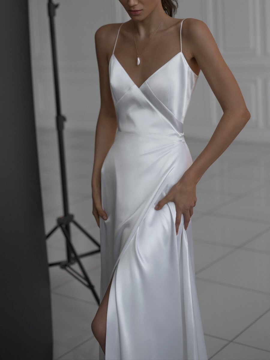 Satin Mermaid Dress with High Slit