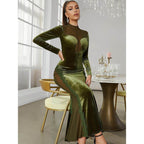 Velvet Mesh Panelled Dress
