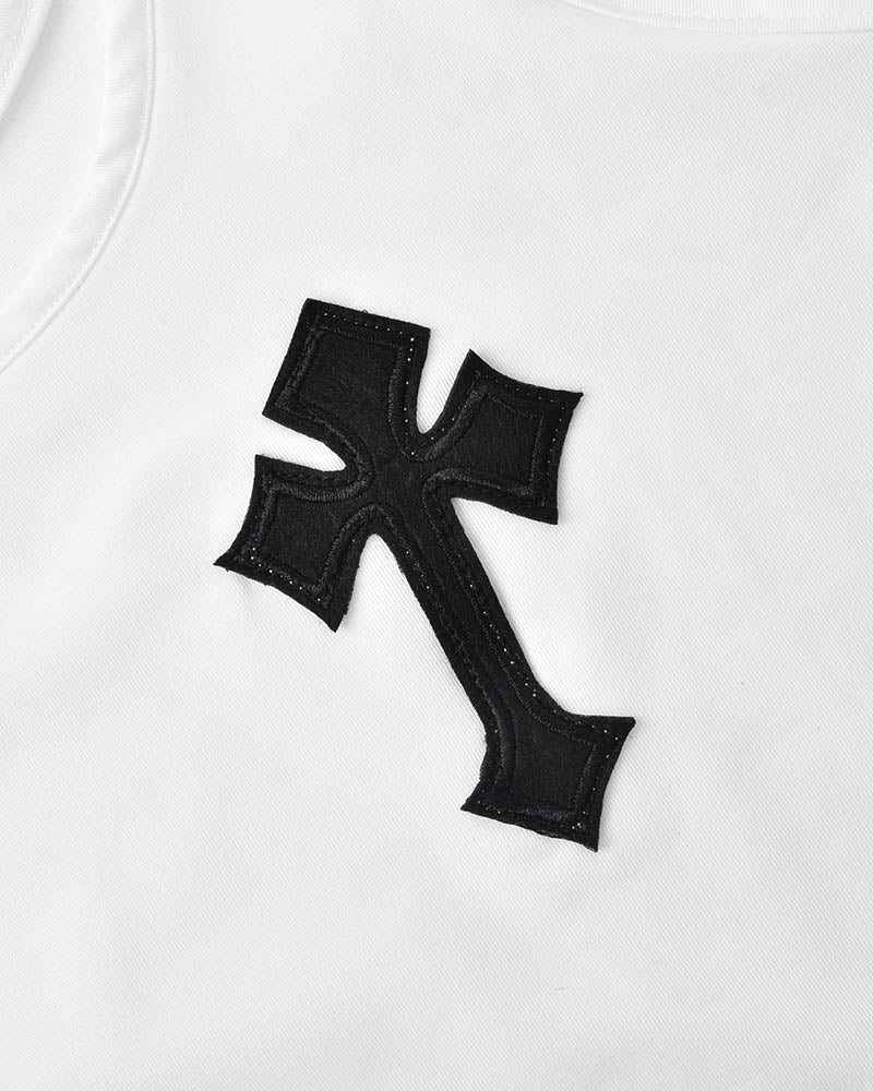 Cross-Detail Cotton Sleeveless Tank Top