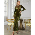 Velvet Mesh Panelled Dress