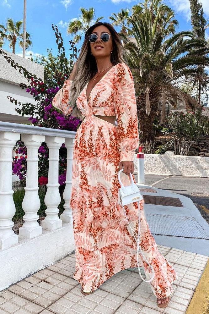 Long-Sleeve Dress with Print Details