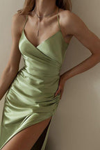 Slit-Detail Cami Dress with Open Back