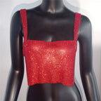 Rhinestone-Detail Cami Top with Sequins