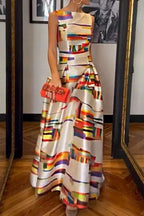 Printed Slim-Fit Sleeveless Dress