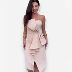 Asymmetric Dress with Strapless Neckline