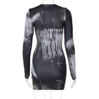 Grey Plunging V-Neck Dress