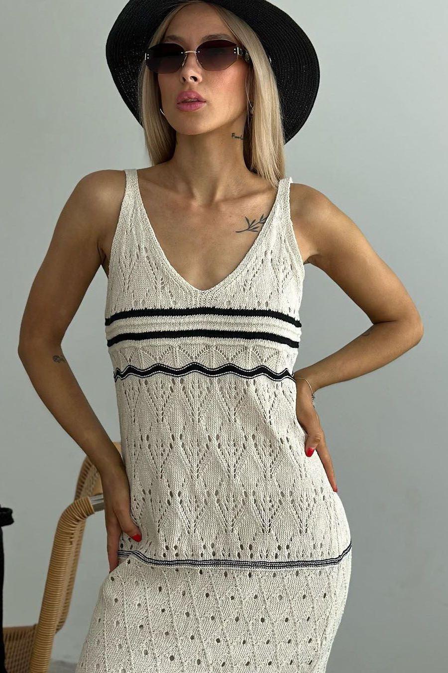 Striped Midi Dress with Knit Texture