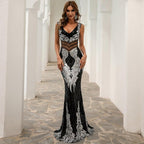 Geometric-Print Sheer Dress