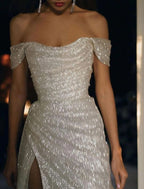 Off-Shoulder High-Slit Dress