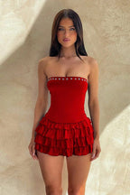 Strapless Dress with Eyelet Details