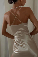 Slit-Detail Cami Dress with Open Back