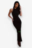 Halter Open-Back Midi Dress with Slit Detail