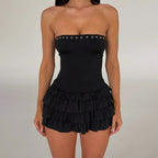 Strapless Dress with Eyelet Details
