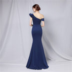 One-Shoulder Maxi Dress with Crepe Texture