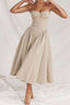 Pleated Slim-Fit Midi Dress with Open Back