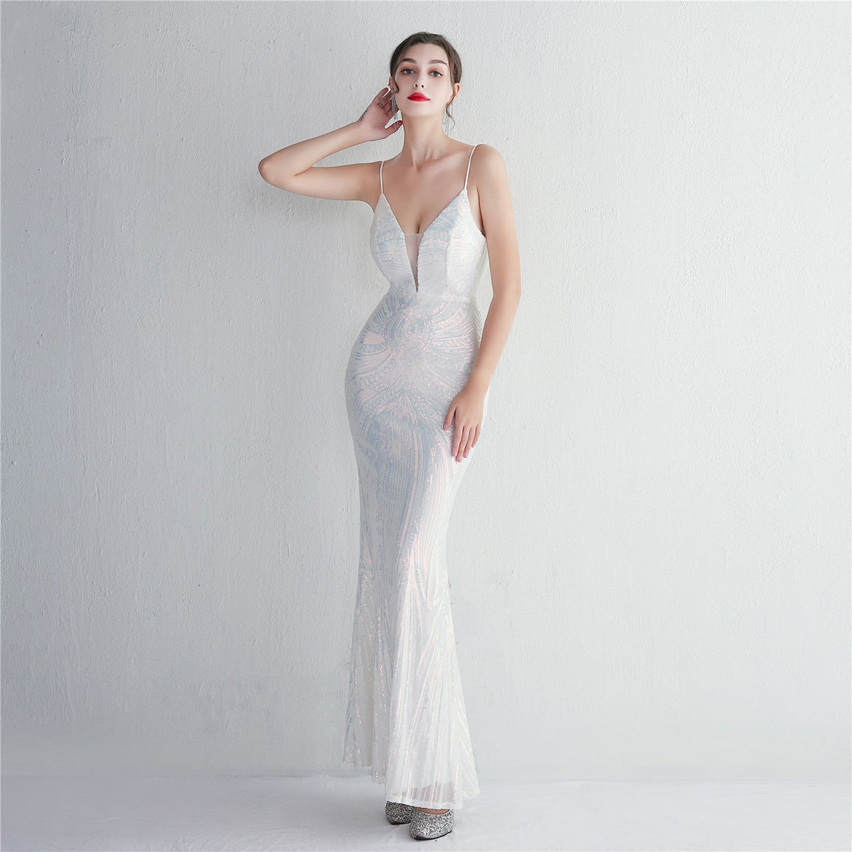 Sequined Dress with Mermaid Shape