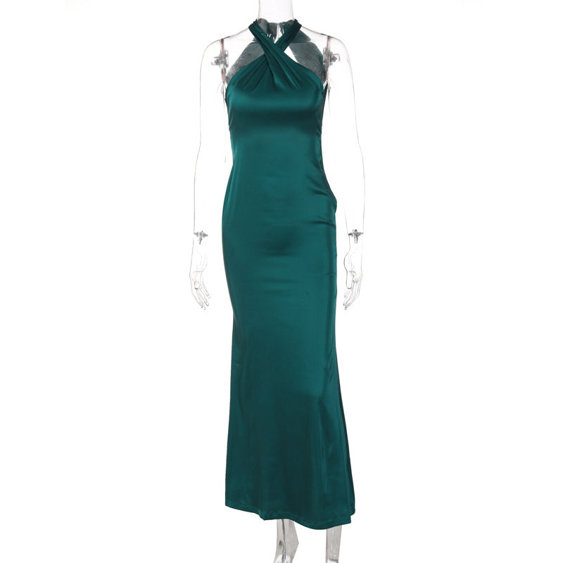 Crepe Mesh Sheer Dress