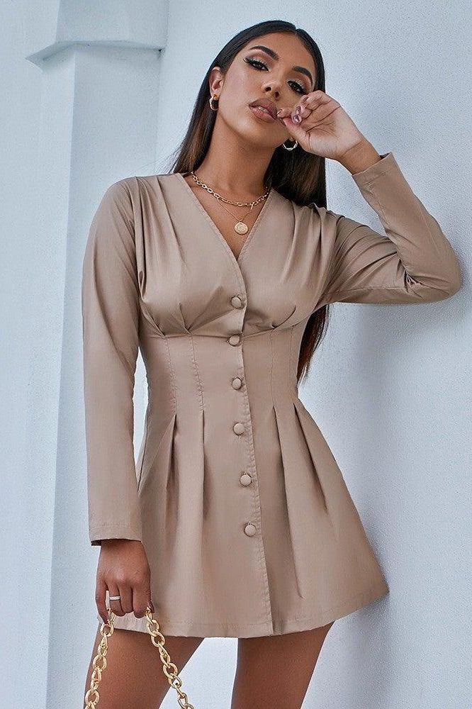 V-Neck Ruched Dress