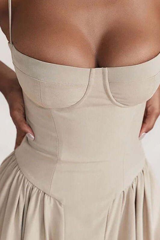 Pleated Slim-Fit Midi Dress with Open Back
