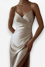 Slit-Detail Cami Dress with Open Back