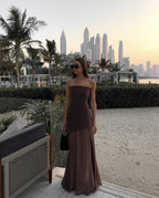 Strapless Asymmetric Maxi Dress