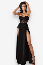 Strapless Maxi Dress with Sleeveless Cut