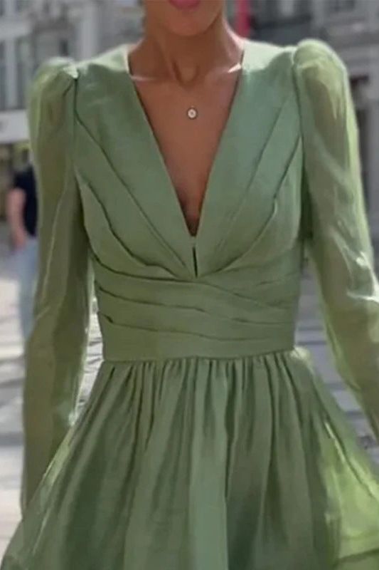 Green Pleated Dress