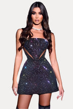 Off-Shoulder Slim-Fit Mini Dress with Cutout Details