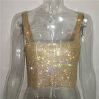 Rhinestone-Detail Cami Top with Sequins