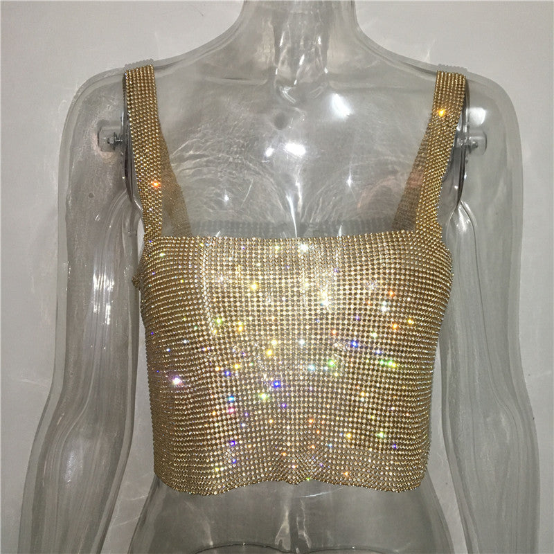 Rhinestone-Detail Cami Top with Sequins