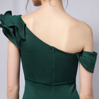 One-Shoulder Maxi Dress with Crepe Texture