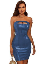 Leather Strapless Dress with Bandage Styling