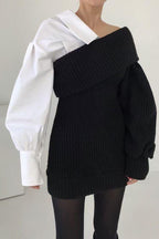 Knit Layered-Look Top with Stitching Details
