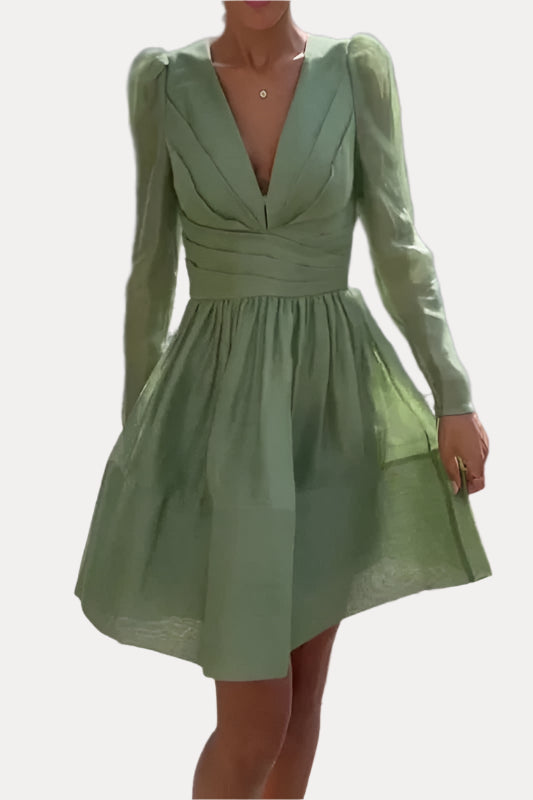Green Pleated Dress