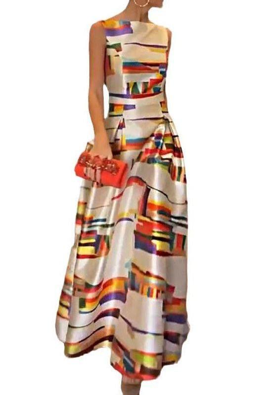 Printed Slim-Fit Sleeveless Dress