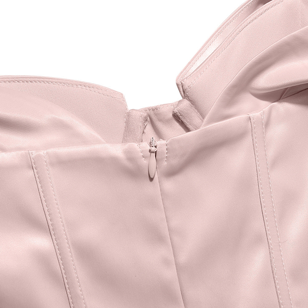Satin Pink Mini Dress with Corset Details