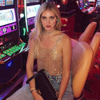 Rhinestone-Detail Cami Top with Sequins