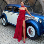 Strapless Asymmetric Maxi Dress