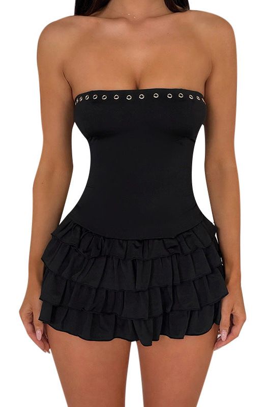 Strapless Dress with Eyelet Details