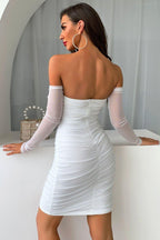 Mesh Dress with Off-Shoulder Neckline