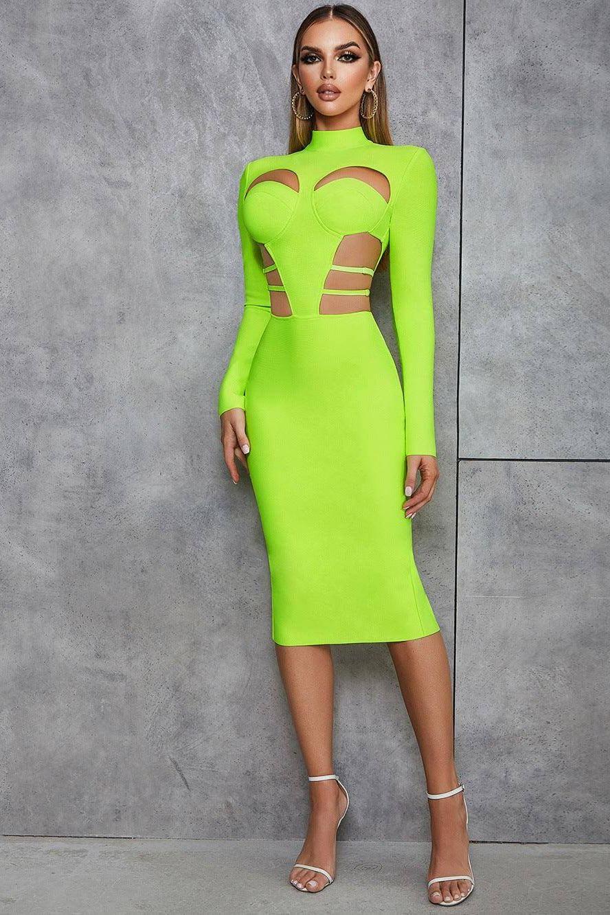 Cutout Slim-Fit Dress with Slit Detail